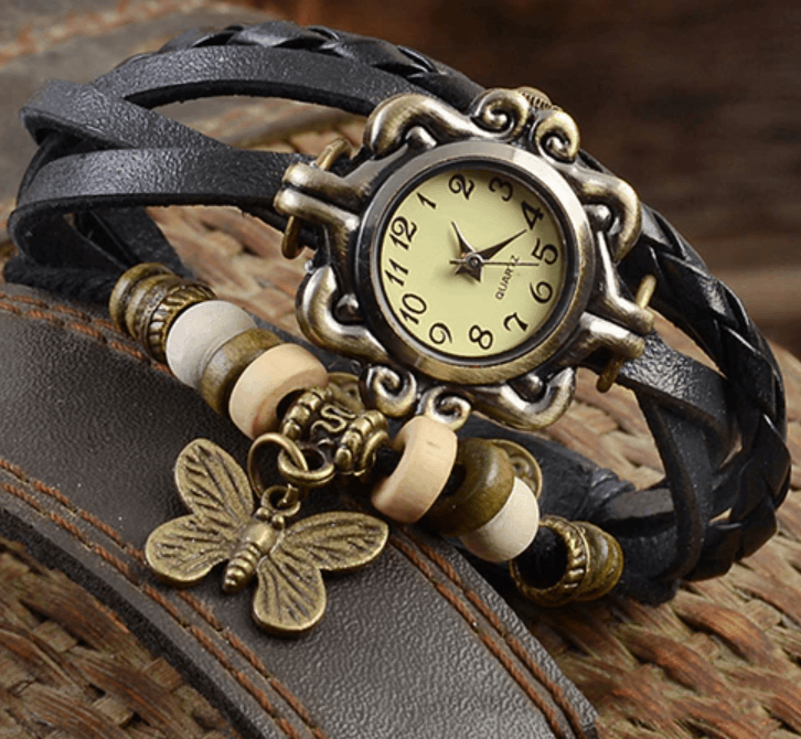 Zwergini-Mode – Damen-Accessoire-Uhr mit Vintage-Blumenarmband