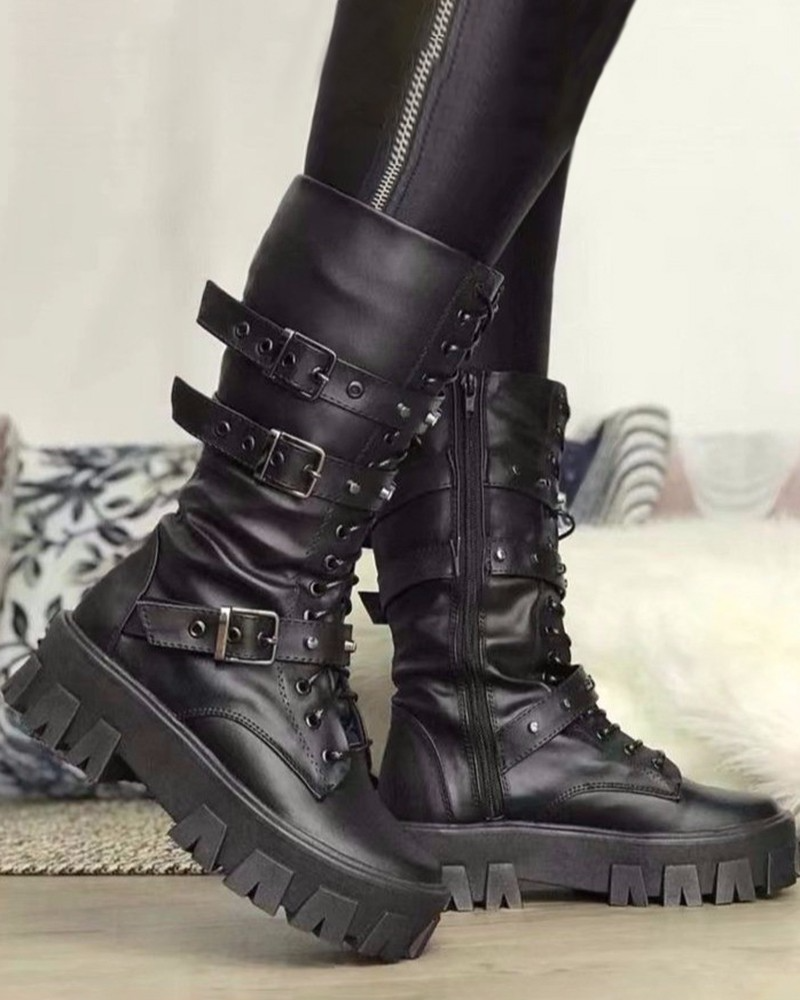 R&BMode | Stiefel Mit Reißverschluss Und Schnallen